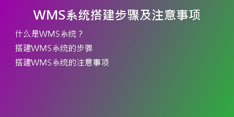 WMS系统搭建步骤及注意事项