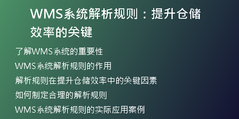 WMS系统解析规则：提升仓储效率的关键