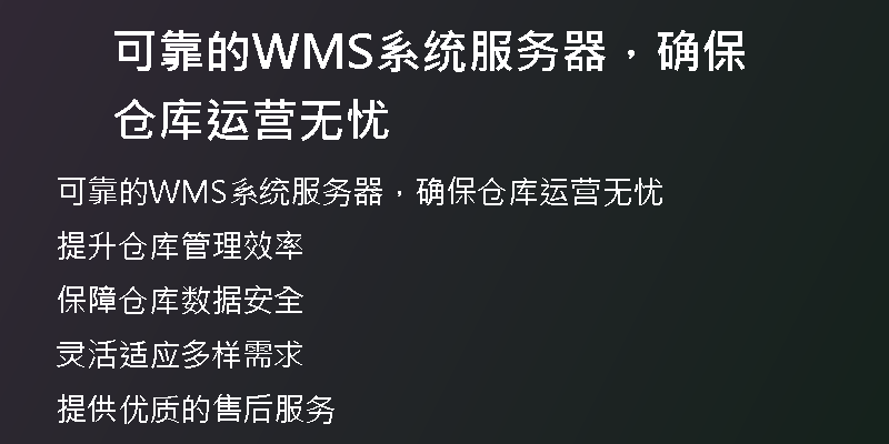可靠的WMS系统服务器，确保仓库运营无忧