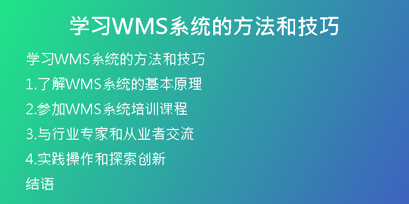 学习WMS系统的方法和技巧