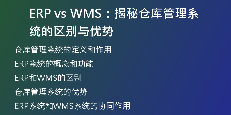ERP vs WMS：揭秘仓库管理系统的区别与优势