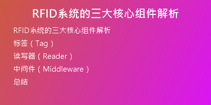 RFID系统的三大核心组件解析