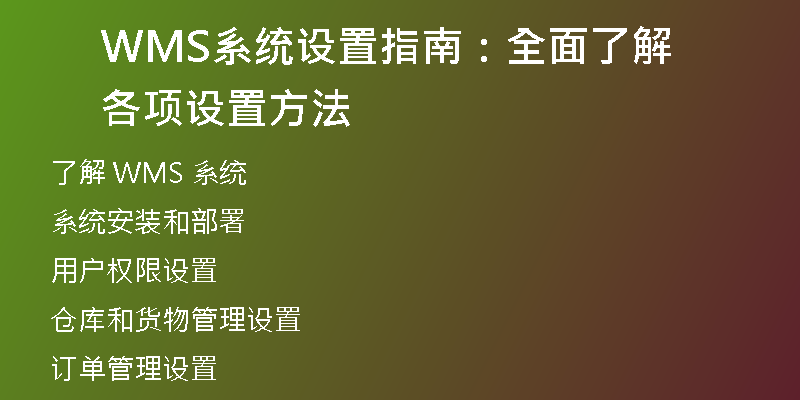 WMS系统设置指南：全面了解各项设置方法