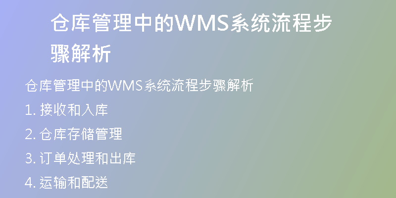 仓库管理中的WMS系统流程步骤解析