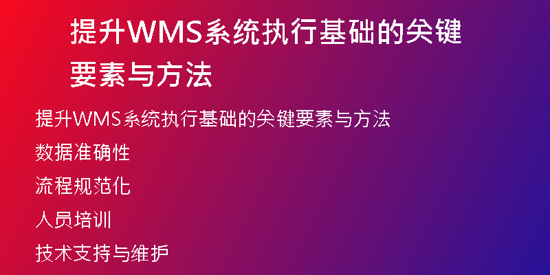 提升WMS系统执行基础的关键要素与方法