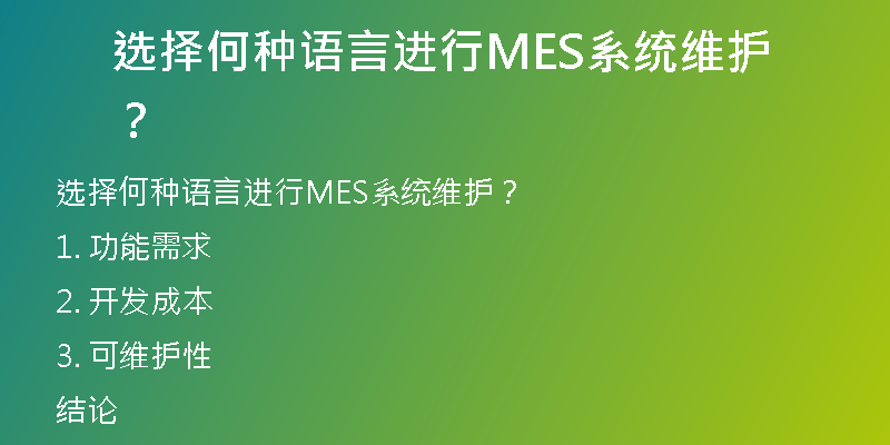 选择何种语言进行MES系统维护？